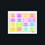 Lipstick KISS Pop Art Gallery Toile enveloppée<br><div class="desc">Un Bevi de style pop art KISSES, baisers en bâton de lèvres! Lèvres dans un arc-en-ciel de couleurs sur une toile de galerie embouteillée - Prêt à accrocher, pas besoin de cadre! Parfait pour une chambre pour filles, une salle de bain ou un petit décor maison kitsch ! Choisissez la...</div>