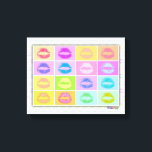 Lipstick KISS Pop Art Gallery Toile enveloppée<br><div class="desc">Un Bevi de style pop art KISSES, baisers en bâton de lèvres! Lèvres dans un arc-en-ciel de couleurs sur une toile de galerie embouteillée - Prêt à accrocher, pas besoin de cadre! Parfait pour une chambre pour filles, une salle de bain ou un petit décor maison kitsch ! Choisissez la...</div>