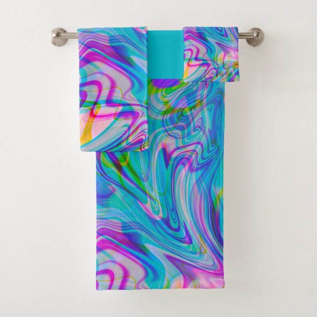 Liquide Tripant Motif Abstrait Coloré Bleu (En situation)