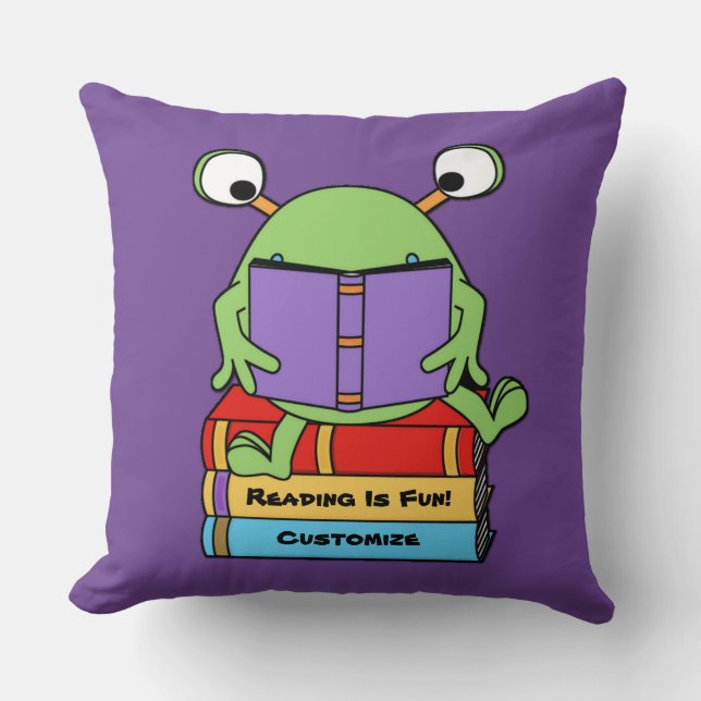 Lire Est Fun Joli Livre Aimer Alien Coussin (Recto)