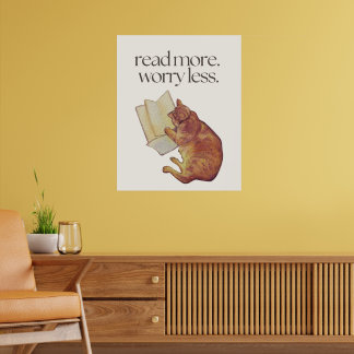 Lire plus, s'inquiéter moins Affiche de chat migno