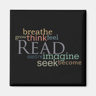 Lire, Rechercher, Imagine Magnet (foncé)