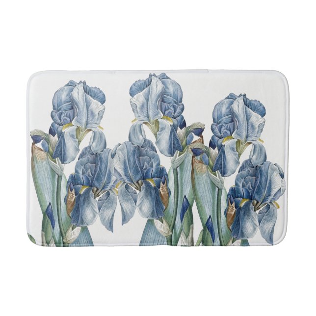 L'iris bleu botanique fleurit le tapis de bain de (Devant)