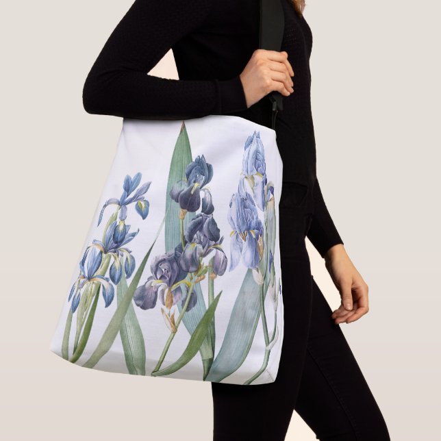 L'iris bleu botanique vintage fleurit le sac (De près)