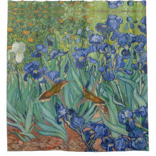 L'iris de Van Gogh de colibris fleurit le rideau
