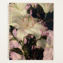 Lis blancs sur fond sombre d'art floral