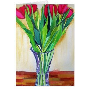 lis de tulipes roses et rouges en aquarelle