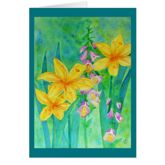 Lis et digitale d'aquarelle (Devant)