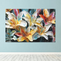 Lis multicolores Art mural abstrait texturé