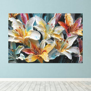 Lis multicolores Art mural abstrait texturé