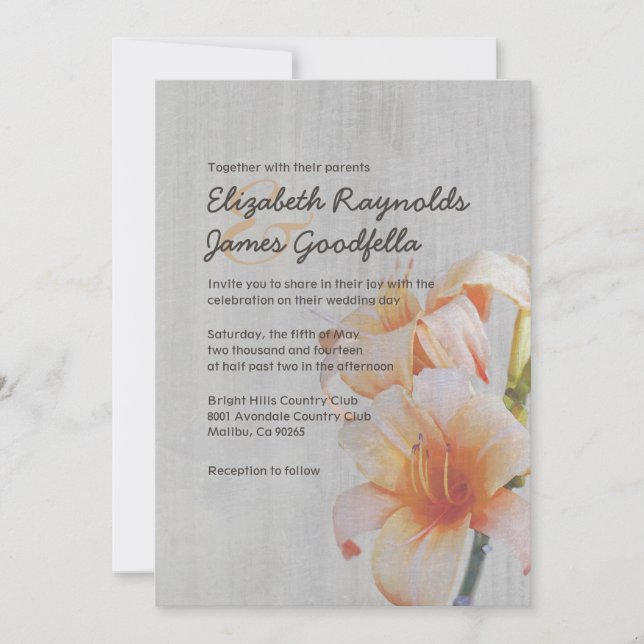 Lis tigrés vintages épousant des invitations (Devant)