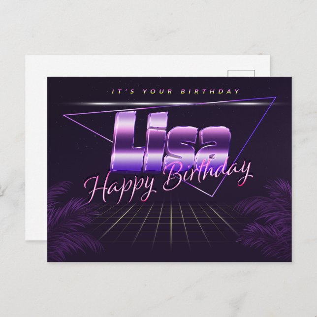 Lisa Nom Prénom Anniversaire de la carte postale (Devant / Derrière)