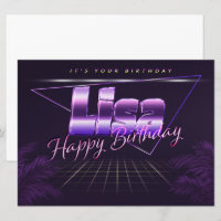 Lisa Nom Prénom lila retro Carte Anniversaire