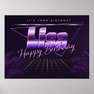 Lisa Nom Vorname lila retro Poster Geburtstag