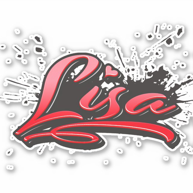 Lisa rouge Heart Graffiti Autocollant Sticker (Devant)