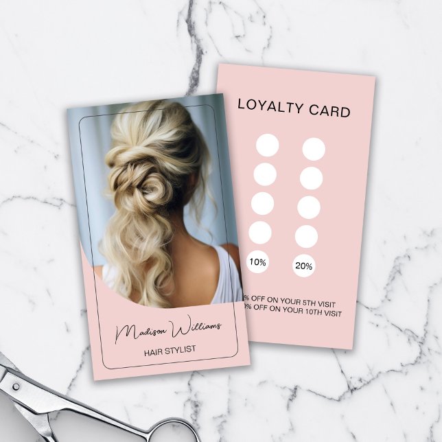 Liste de cheveux Carte de fidélité rose moderne (Create your own Hair Stylist Loyalty Card)