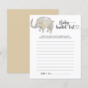 Liste de choses à faire pour bébé éléphant
