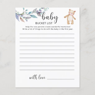 Liste de choses à faire pour bébé ours petite fill