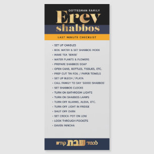 Liste de contrôle Shabbos Erev Rappel magnétique