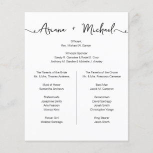 Liste de cortège de mariage chic simple et personn