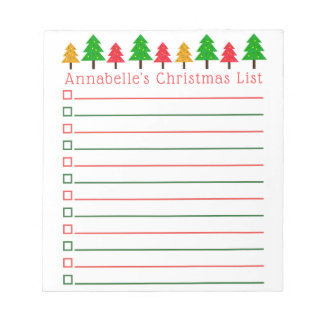 Liste de courses pour les sapins de Noël Bloc-note