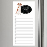 Liste de magasins Bretagne Bloc-notes magnétique<br><div class="desc">Des choses adorables pour rapporter un chien breton avec un cadre en damier noir personnalisé avec votre nom.</div>