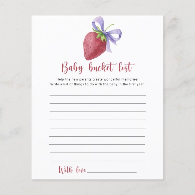 Liste de naissance fraise - Bébé (Devant)