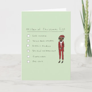 Liste de Noël millénaire | Carte comique amusante
