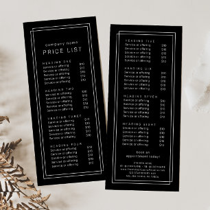 Liste de prix à double cadre noir moderne Avery