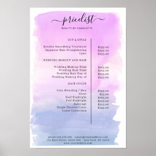 Liste de prix aquarelle moderne Affiche