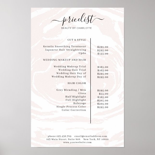 Liste de prix aquarelle moderne affiche (Devant)