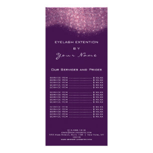 Liste de prix cils maquillage coiffeur violet rose