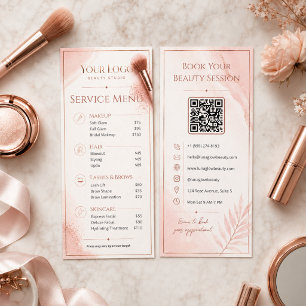 Liste de prix de salon Blush Rose Gold QR Menu de 