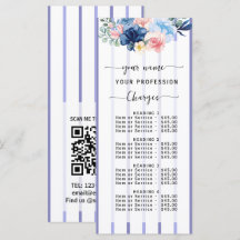 Liste de prix de salon de rayures florales Menu