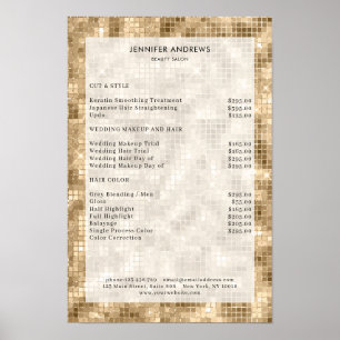 Liste de prix de salon glamour or moderne Affiche