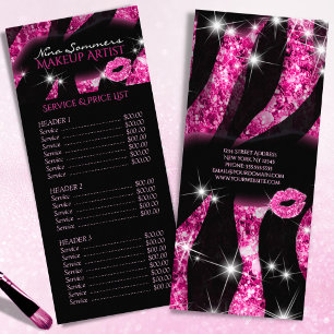 Liste de prix de service de menu Glam Rose Noir Pa