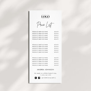 Liste de prix de services minimalistes avec logo p