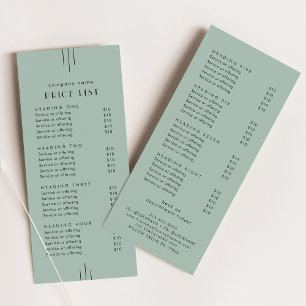 Liste de prix double face Everly Art Déco vert sau