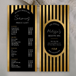 Liste de prix du salon à rayures noires et or mode