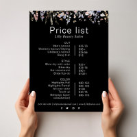 Liste de prix du salon de beauté Fleur sauvage mul