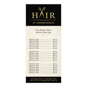 Liste de prix du salon de coiffure de Parties scin