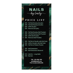 Liste de prix du salon de manucure en marbre doré
