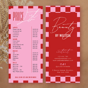 Liste de prix du salon de maquillage aux cheveux à