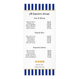 Liste de prix du service or avec rayure bleue mari