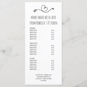 Liste de prix et menu de la boulangerie fait avec 