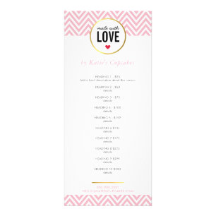 LISTE DE PRIX fait avec amour moderne chevron rose