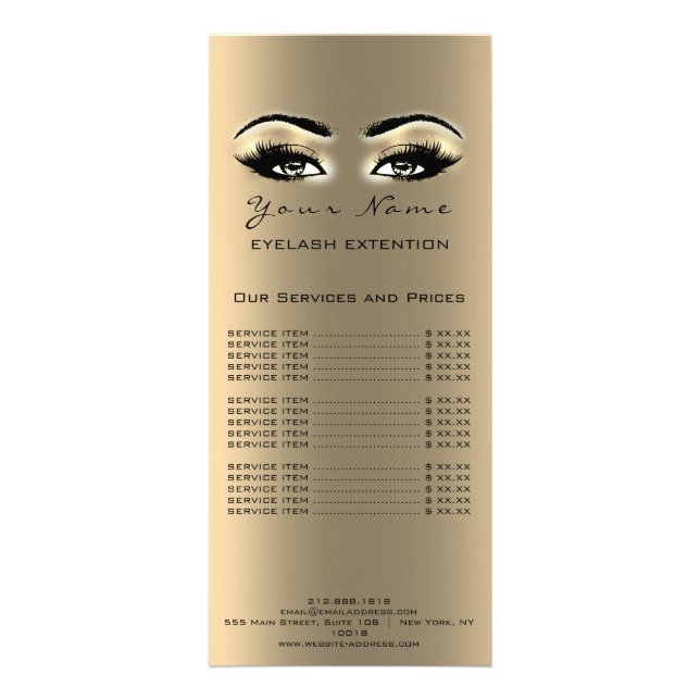 Liste de prix Lashes Extension Maquillage Artiste  (Dos)