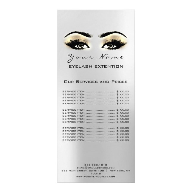 Liste de prix Lashes Extension Maquillage Artiste  (Dos)