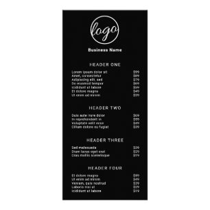 Liste de Prix Logo Menu de Service Simple Noir