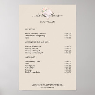 Liste de prix moderne de fleurs de diamant Poster